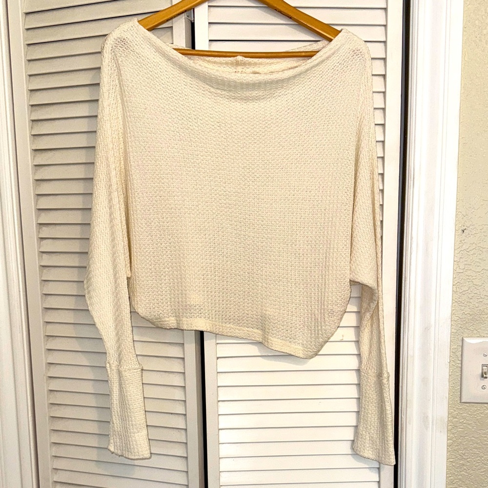 Free People Waffle Knit Cream Top - M